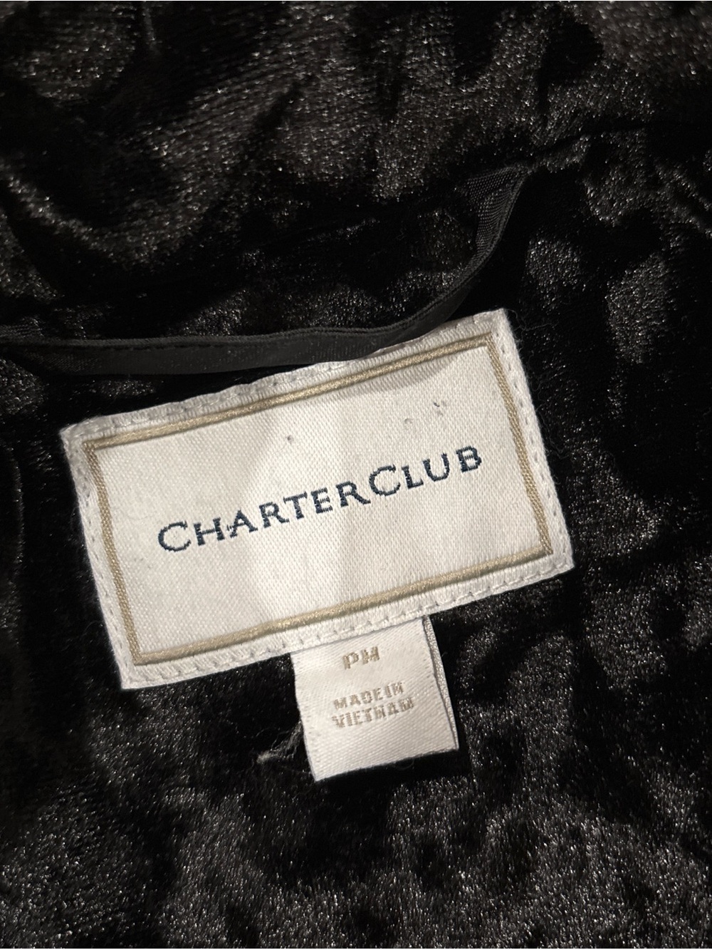 Charter Club Women’s Petite Size Medium Black Velvet Quilted Snap Button Vest - Picture 4 of 7